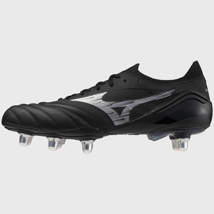 Mizuno Morelia Neo IV Beta Elite SI Rugby Boots Black/Silver - Rugbystuff.com