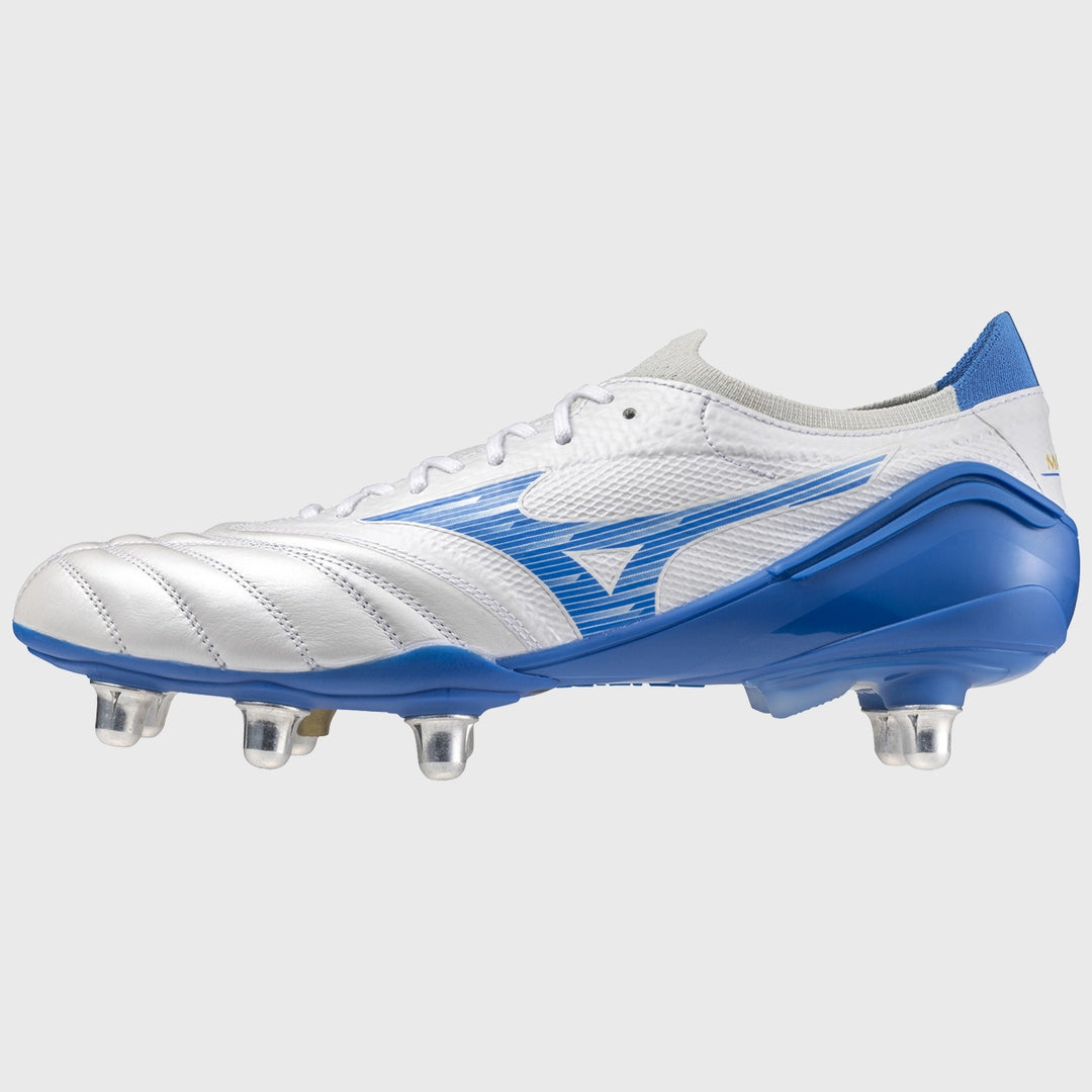 Mizuno Morelia Neo IV Beta Elite SI Rugby Boots White Laser Blue