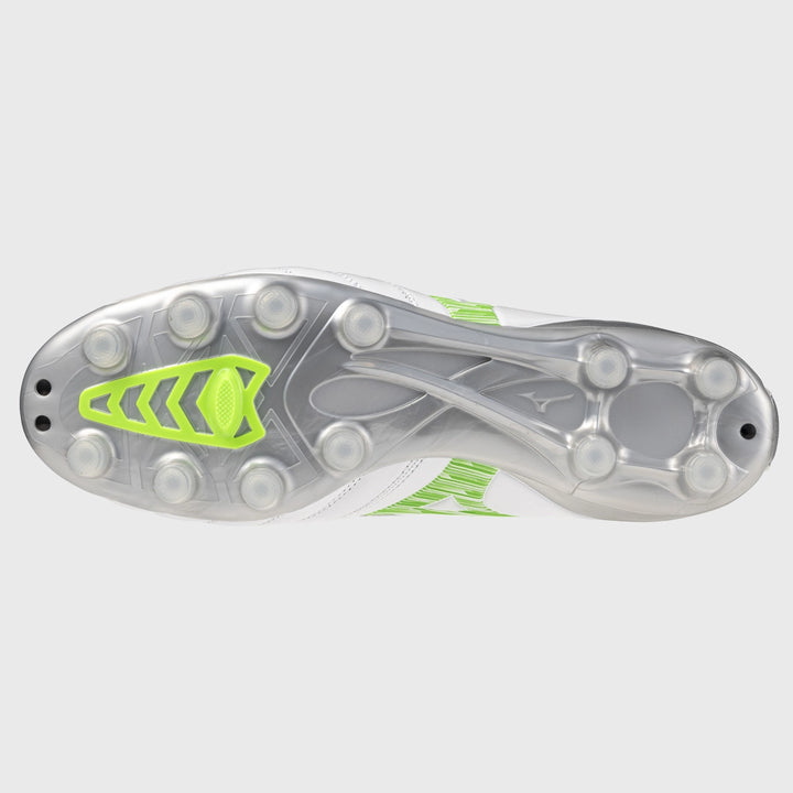 Mizuno Morelia Neo IV Pro MD Rugby Boots White/Neon Green