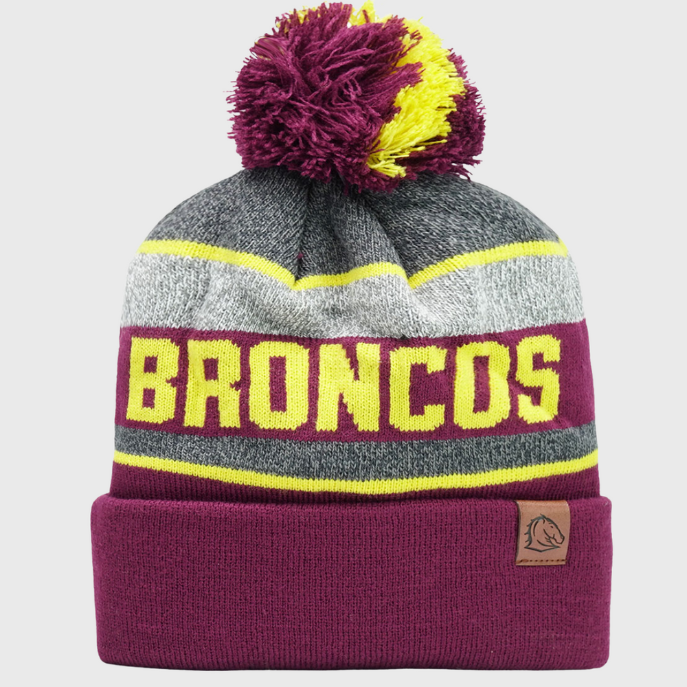 NRL Brisbane Broncos Tundra Bobble Beanie Hat - Rugbystuff.com