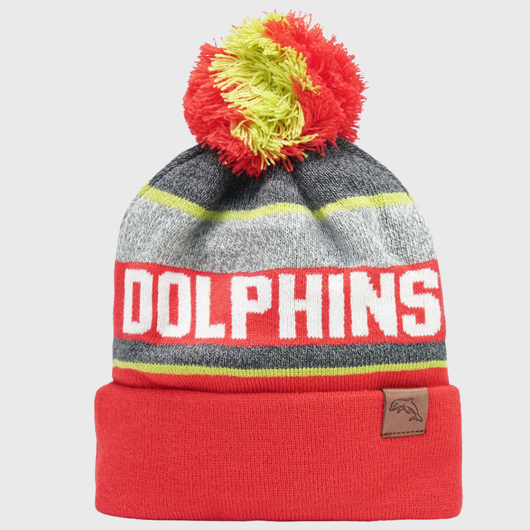 NRL Redcliffe Dolphins Tundra Bobble Beanie Hat - Rugbystuff.com