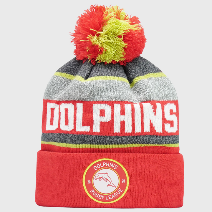 NRL Redcliffe Dolphins Tundra Bobble Beanie Hat - Rugbystuff.com