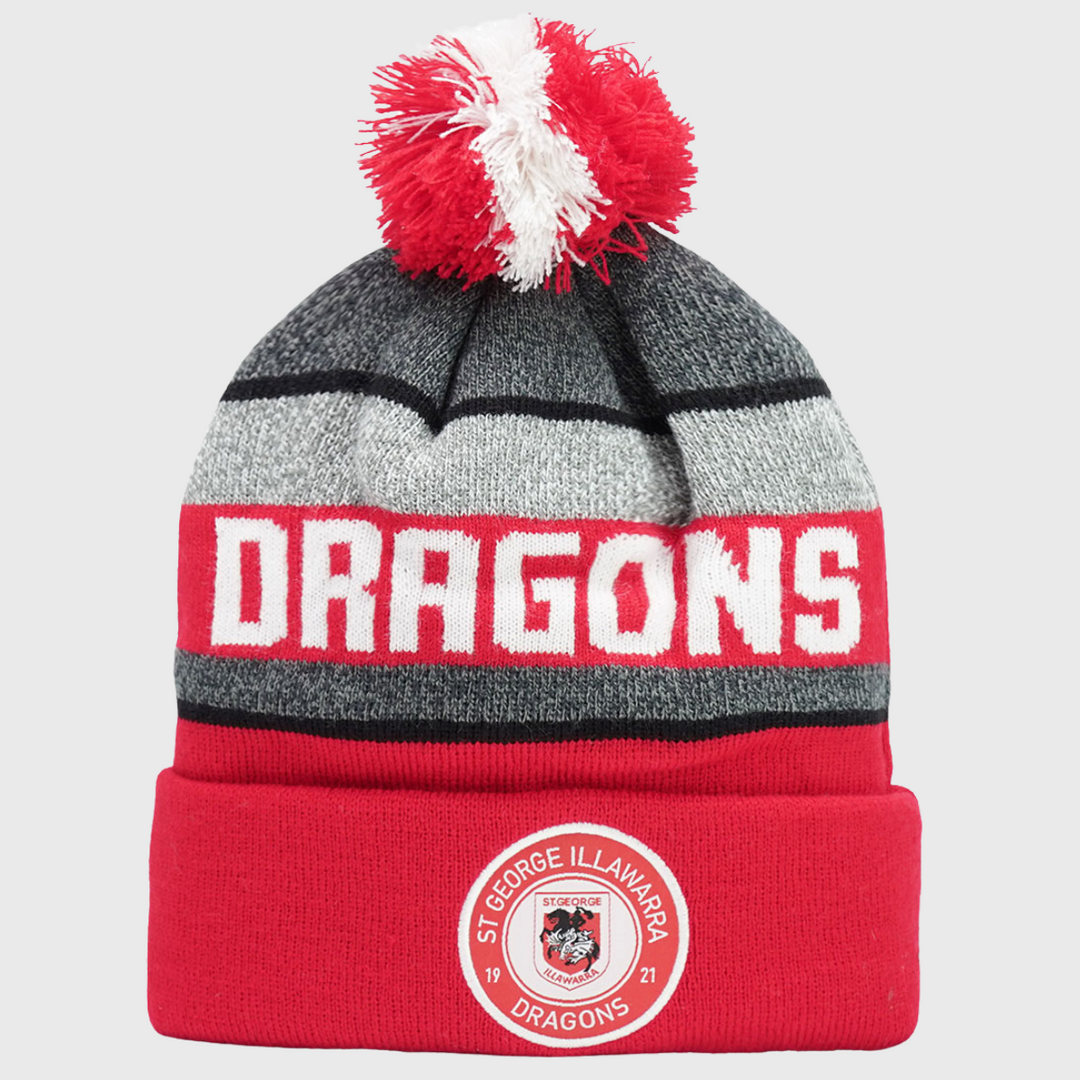 NRL St George Dragons Tundra Bobble Beanie Hat - Rugbystuff.com