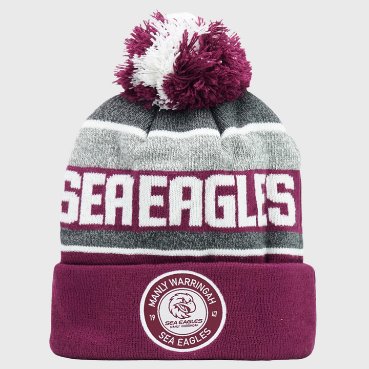 NRL Manly Sea Eagles Tundra Bobble Beanie Hat - Rugbystuff.com