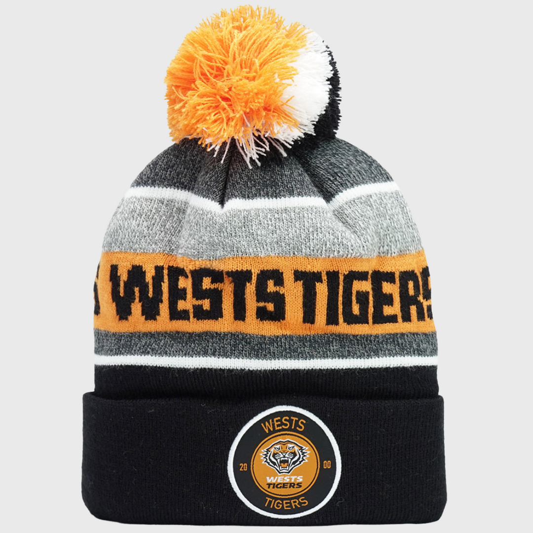 NRL Wests Tigers Tundra Bobble Beanie Hat - Rugbystuff.com