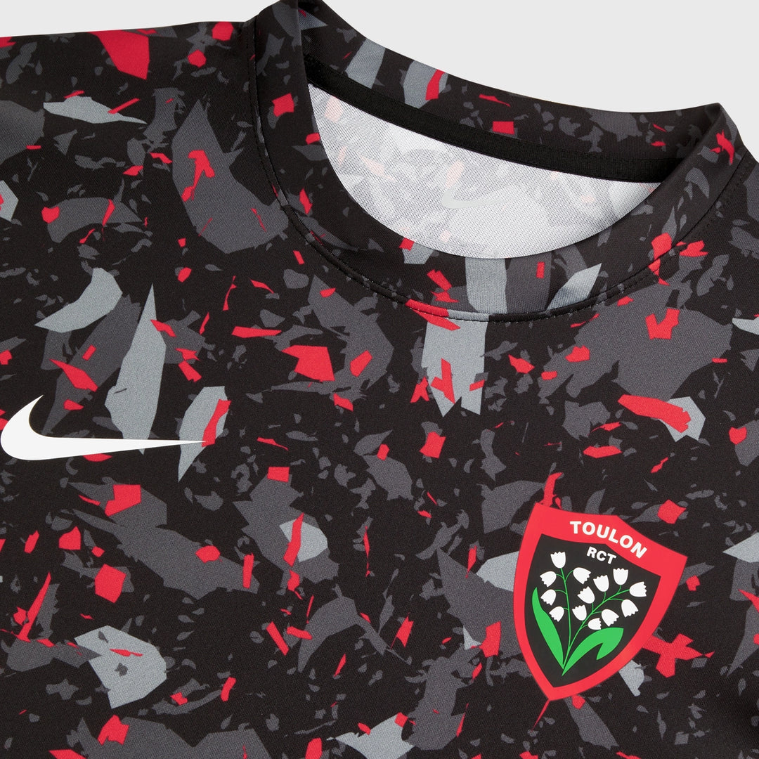 Nike RC Toulon Pre-Match Rugby Shirt Black/Red/Grey - Rugbystuff.com