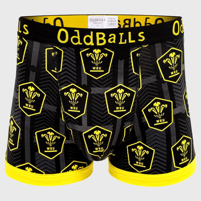 OddBalls Wales Rugby Black Boxer Shorts