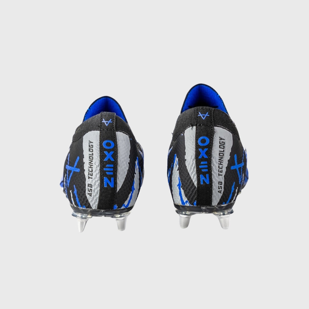 OXEN METASOCK 8 Stud Rugby Boots Black/Blue/Grey - Rugbystuff.com