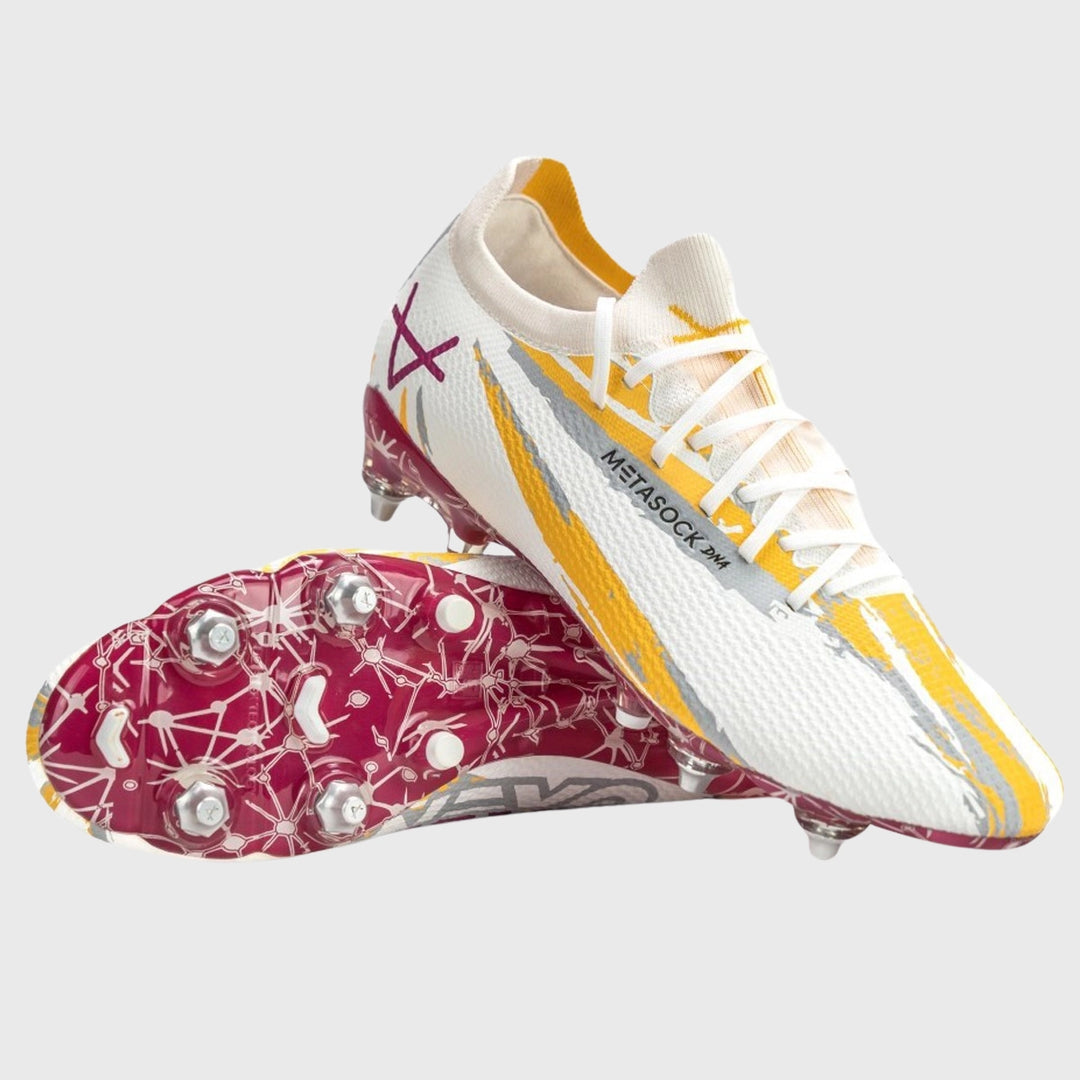 OXEN METASOCK AG Rugby Boots White/Plum/Orange - Rugbystuff.com