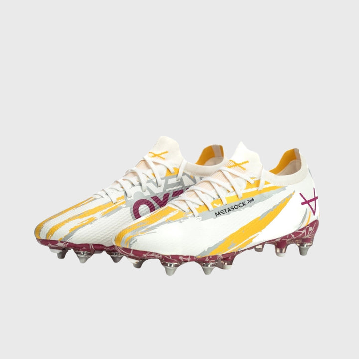 OXEN METASOCK AG Rugby Boots White/Plum/Orange - Rugbystuff.com