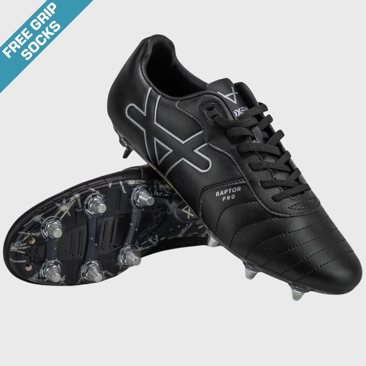 OXEN Raptor Pro 8 Stud Rugby Boots Black - Rugbystuff.com