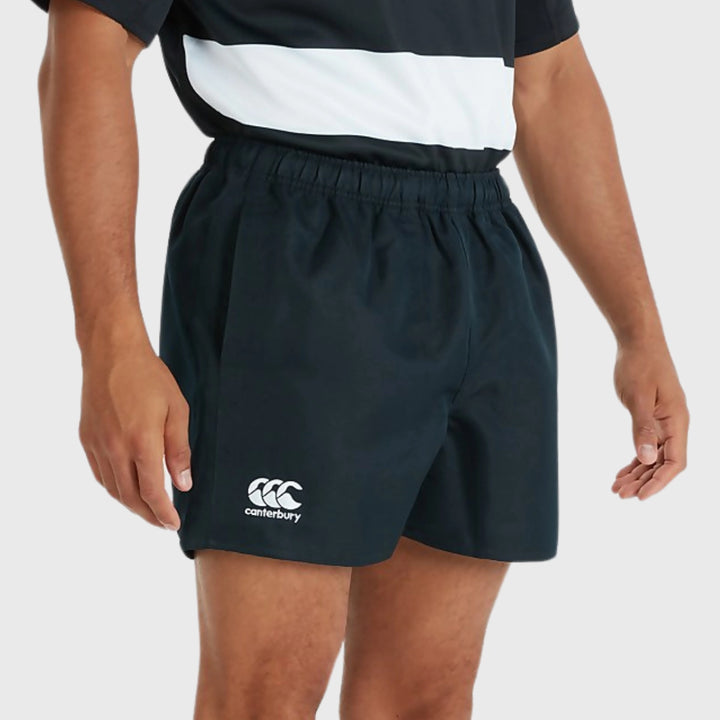 Canterbury Men's Professional Polyester Rugby Shorts Black - with Pockets - Rugbystuff.com