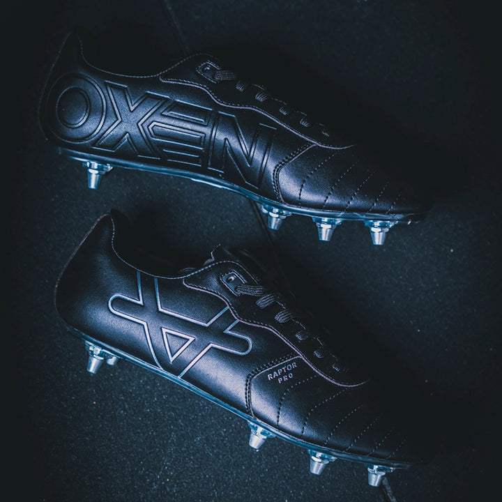 OXEN Raptor Pro 8 Stud Rugby Boots Black - Rugbystuff.com