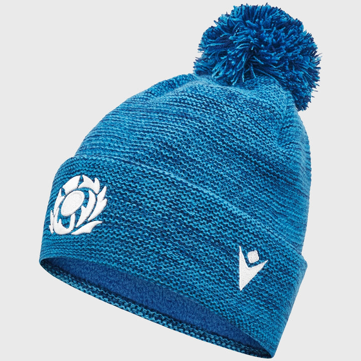 Macron Scotland Rugby Melange Bobble Beanie Hat Sky - Rugbystuff.com