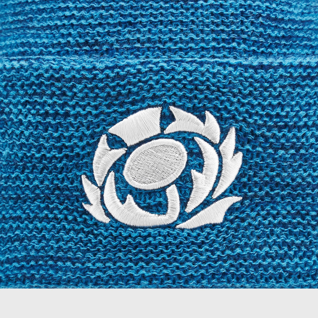 Macron Scotland Rugby Melange Bobble Beanie Hat Sky - Rugbystuff.com