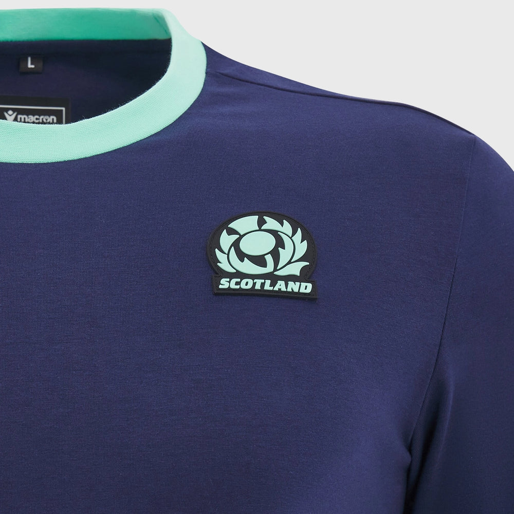 Macron Scotland Rugby Long Sleeve Cotton Tee Navy - Rugbystuff.com