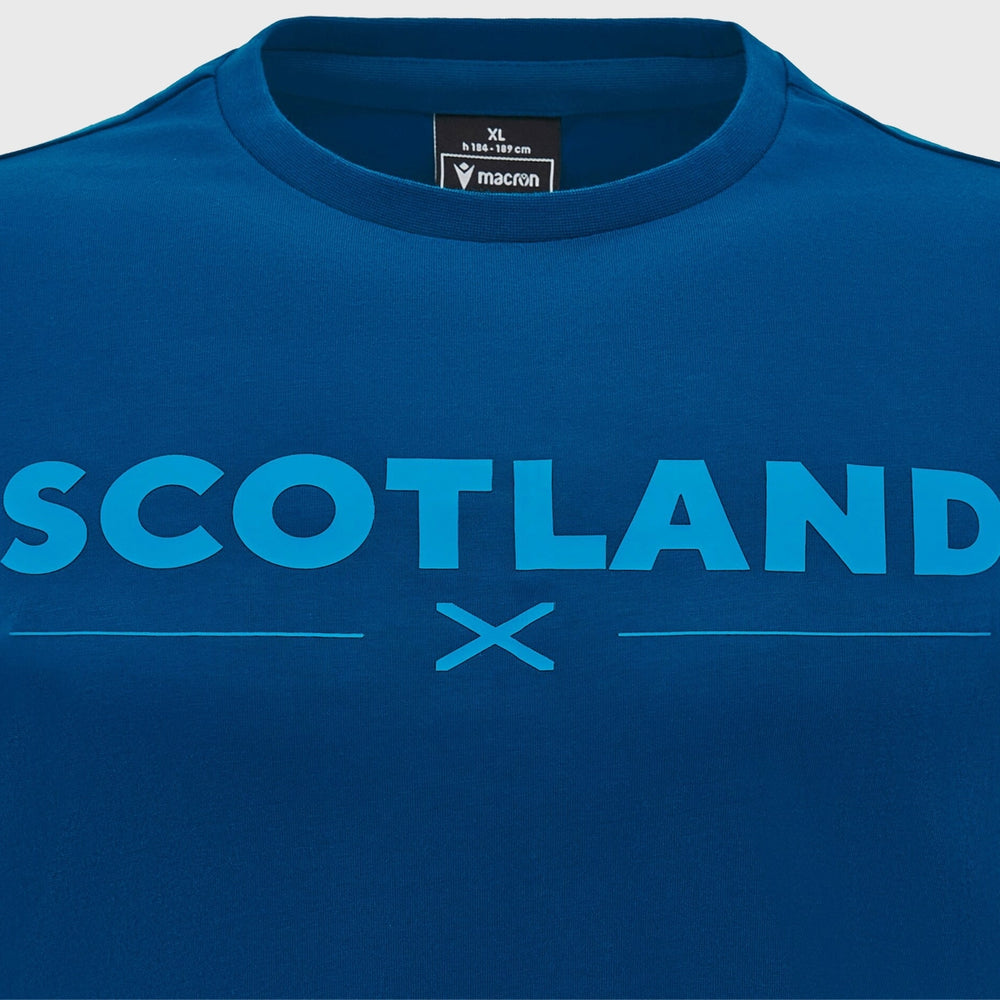 Macron Scotland Rugby Kid's Leisure Cotton Tee Navy - Rugbystuff.com