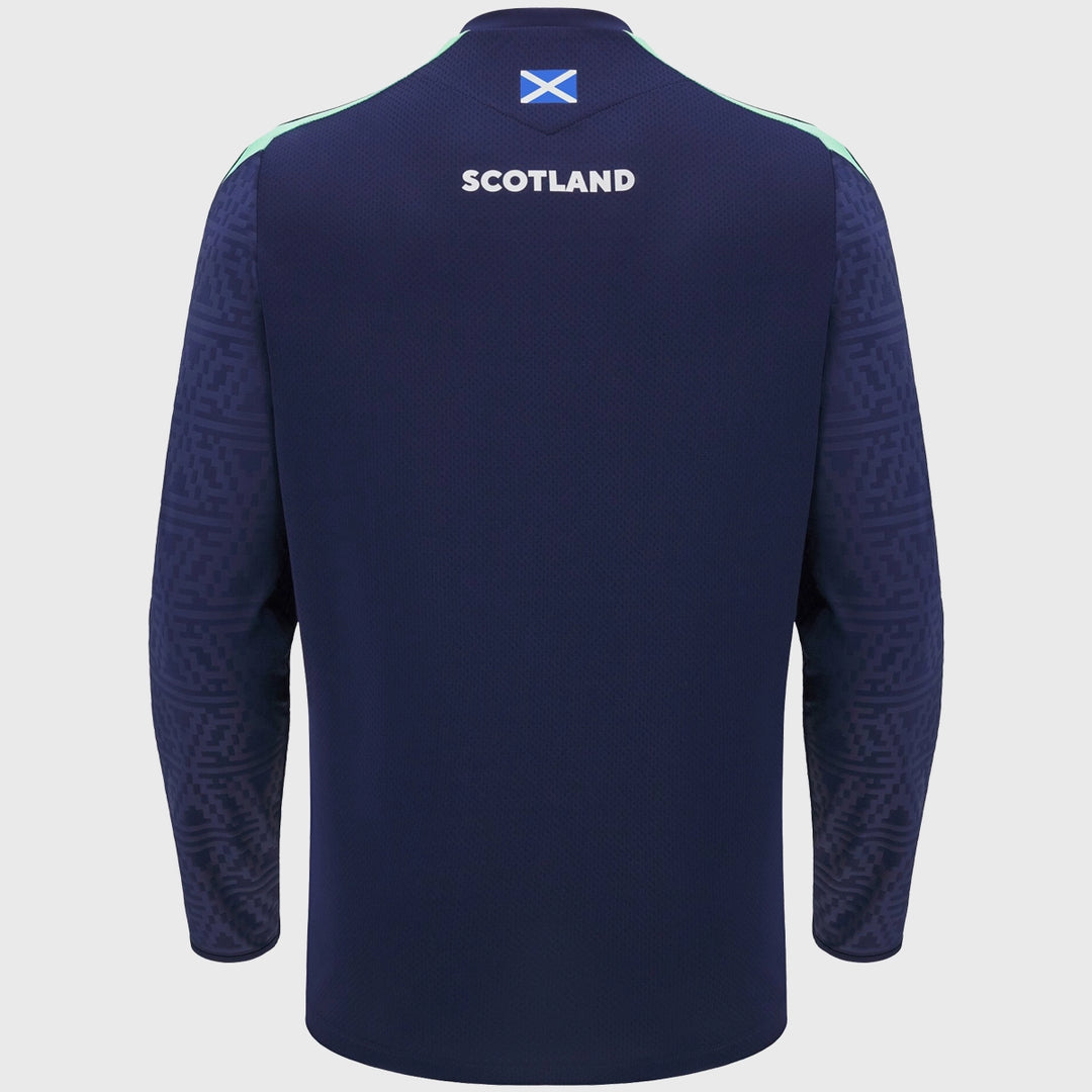 Macron Scotland Rugby Long Sleeve Poly Tee Navy - Rugbystuff.com