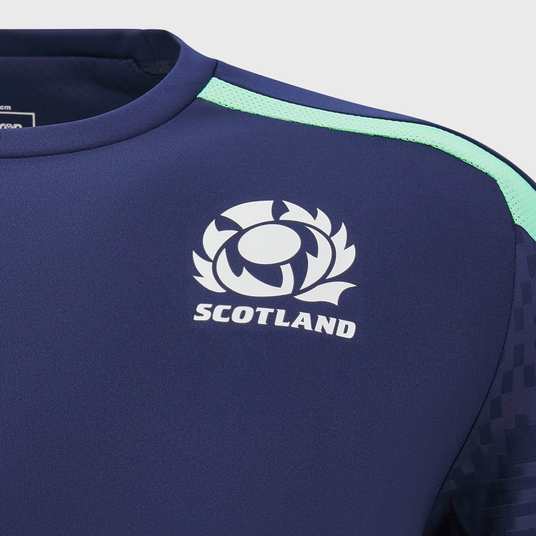 Macron Scotland Rugby Long Sleeve Poly Tee Navy - Rugbystuff.com