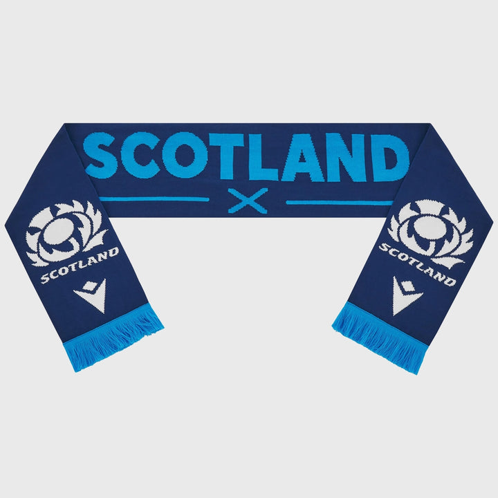 Macron Scotland Rugby Text Scarf Navy/Sky - Rugbystuff.com