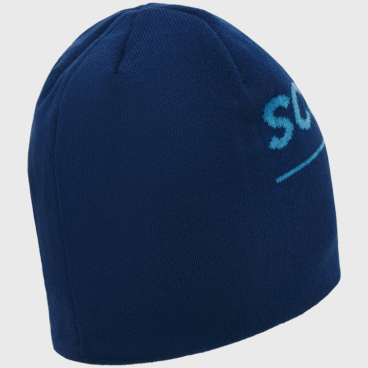 Macron Scotland Rugby Text Beanie Hat Navy/Sky - Rugbystuff.com