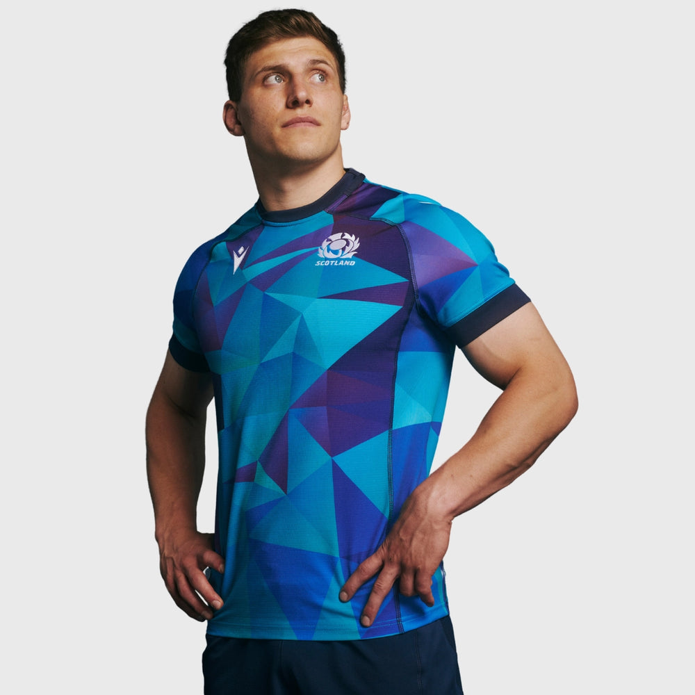 Macron Scotland Men's Training Rugby Jersey Blue 2024/25 - Rugbystuff.com