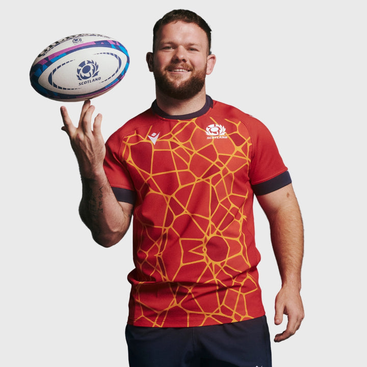 Macron Scotland Kid's Training Rugby Jersey Red 2024/25 - Rugbystuff.com