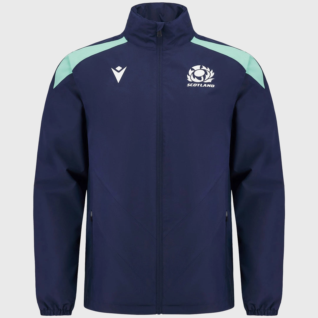 Macron Scotland Rugby Kid's Waterproof Jacket Navy - Rugbystuff.com