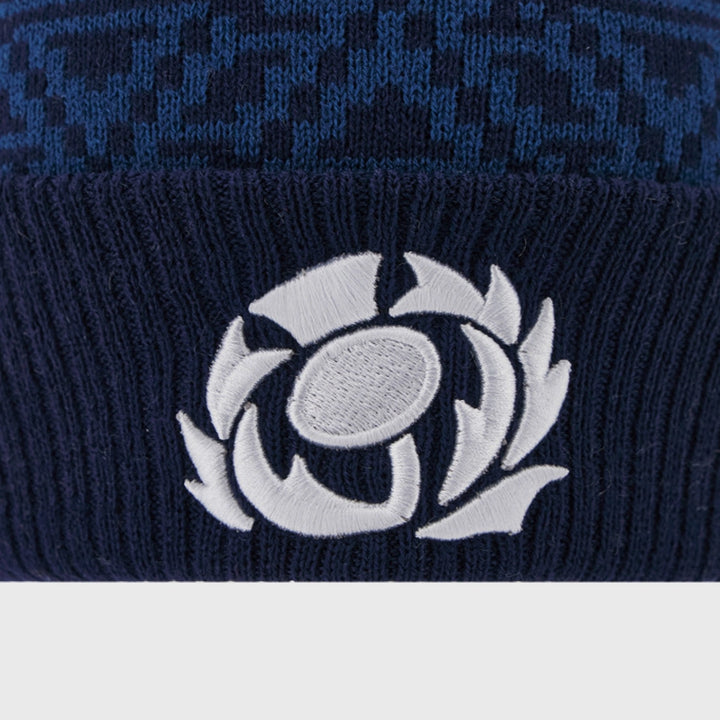 Macron Scotland Rugby Bobble Beanie Hat Navy/Green - Rugbystuff.com