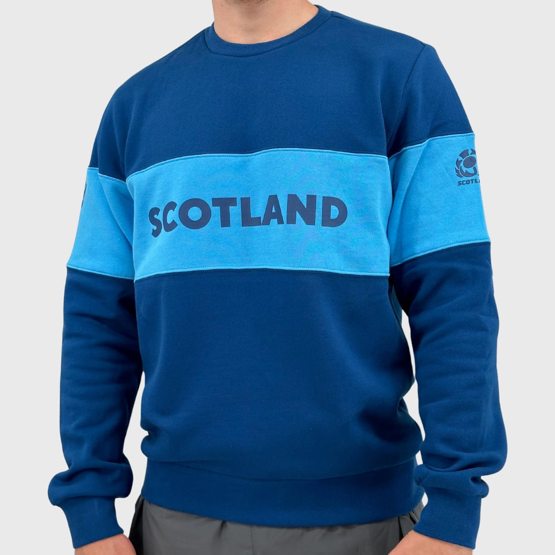 Macron Scotland Rugby Leisure Crew Sweatshirt Navy - Rugbystuff.com