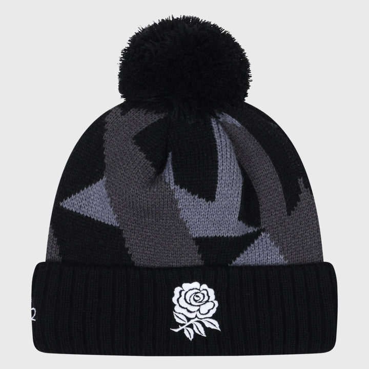 Umbro England Rugby Graphic Bobble Beanie Hat Black - Rugbystuff.com