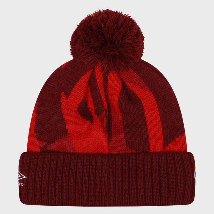 Umbro England Red Roses Graphic Bobble Beanie Hat Red - Rugbystuff.com