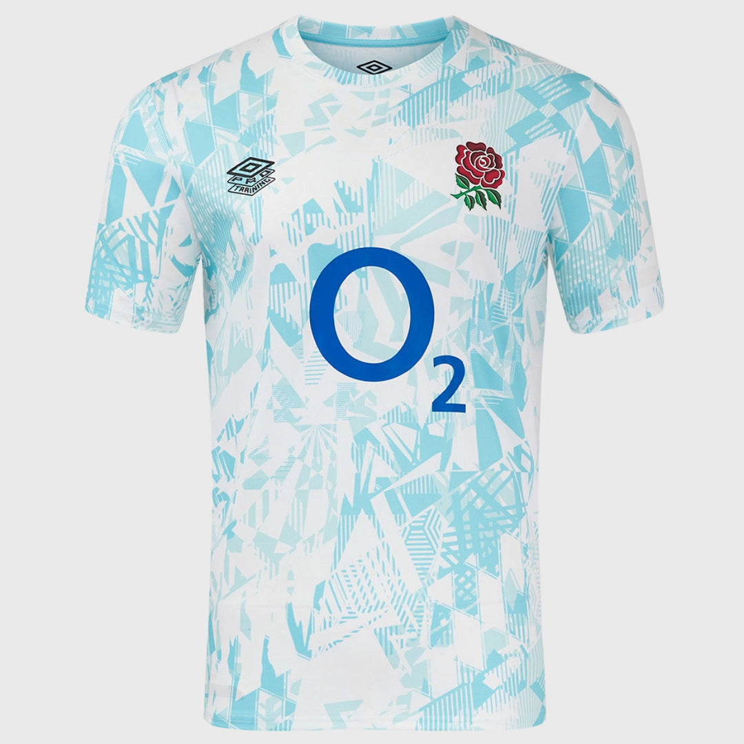 Umbro England Men's Warm Up Rugby Jersey White/Blue Topaz - Rugbystuff.com