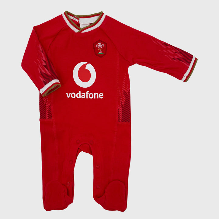 Brecrest Wales Rugby Home Baby Sleepsuit 2024/25 - Rugbystuff.com