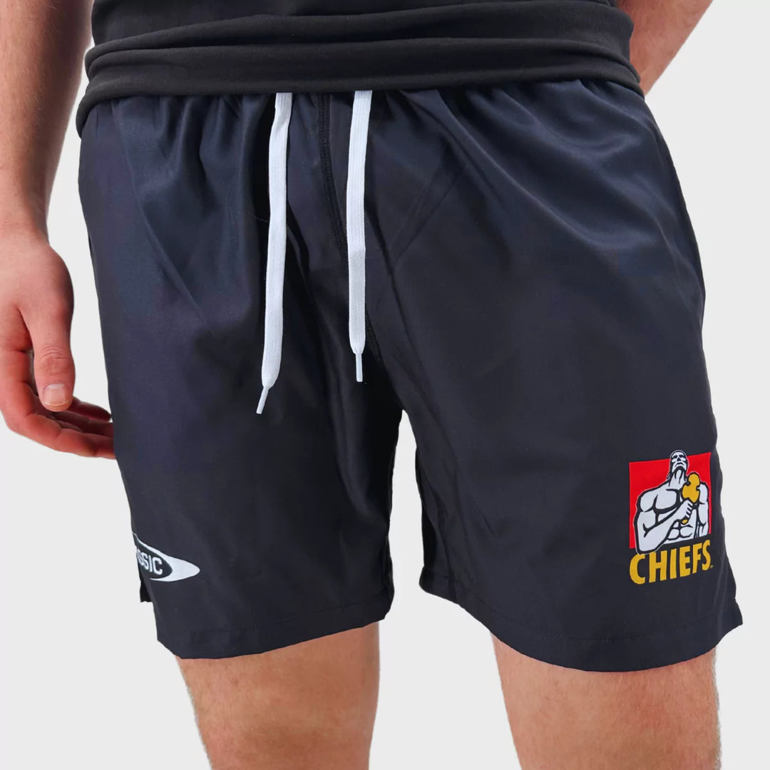 Classic Chiefs Super Rugby Performance Gym Shorts Black 2025 - Rugbystuff.com