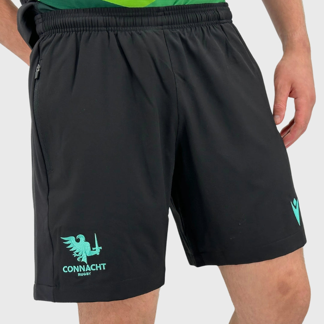 Macron Connacht Rugby Training Bermuda Shorts Black - Rugbystuff.com