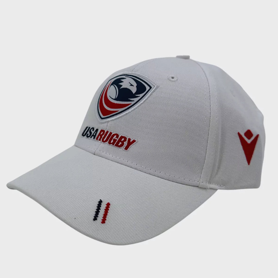 Macron USA Rugby Baseball Cap White - Rugbystuff.com