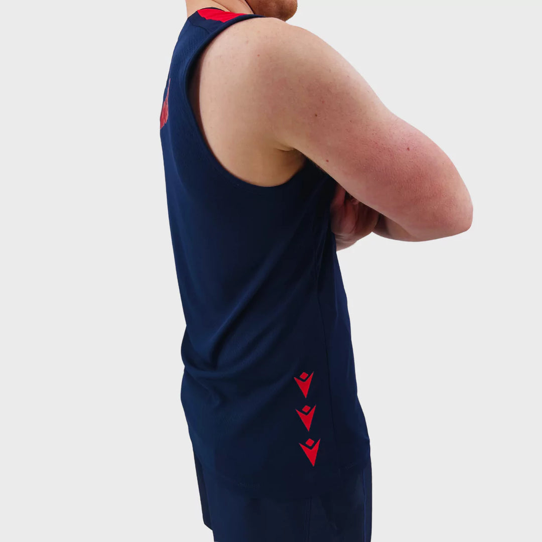 Macron USA Rugby Sleeveless Poly Tee Navy/Red - Rugbystuff.com