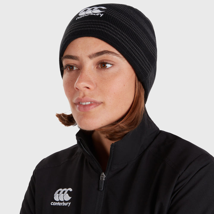 Canterbury Stripe Beanie Hat Black - Rugbystuff.com