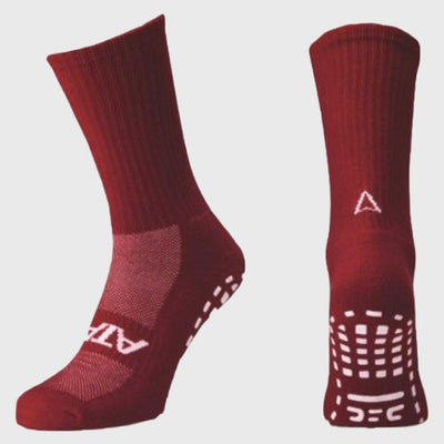 Atak Sports Shox Mid Length Grip Socks Maroon